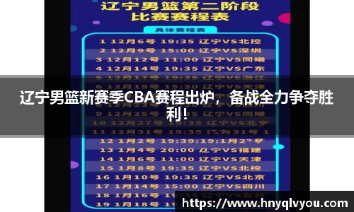 辽宁男篮新赛季CBA赛程出炉，备战全力争夺胜利！